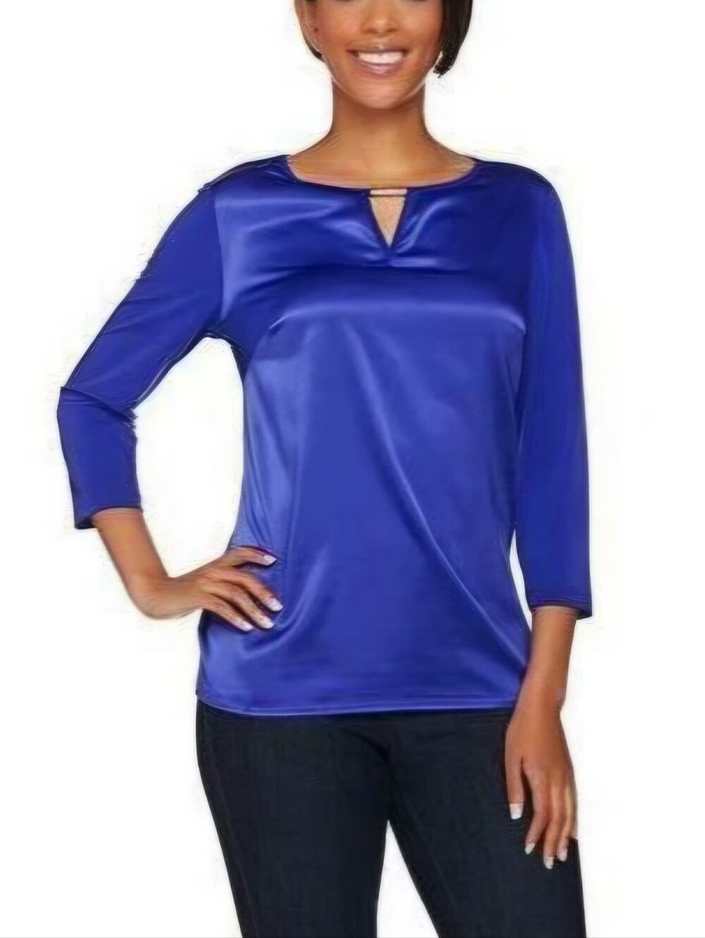 Susan Graver Liquid Knit Keyhole Top
